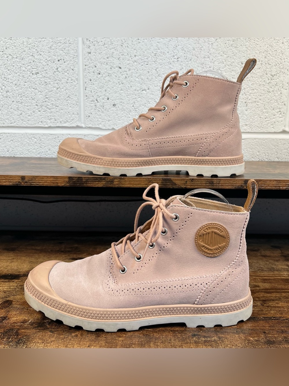 Palladium Boots Pampa London Pink Suede Chunky Rubber Toe Lace Up Women's 9.5 - Picture 2 of 13